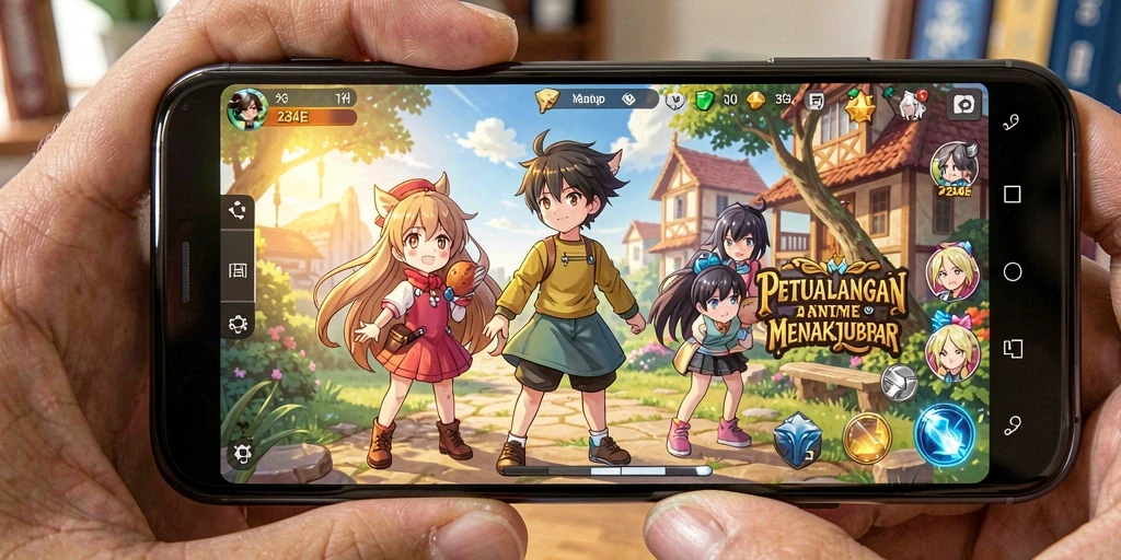 Tampilan gameplay menarik di dunia Anime yang penuh warna.