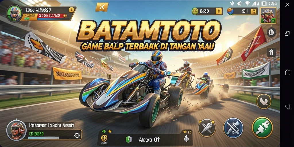 Tampilan gameplay menegangkan dalam balapan di BATAMTOTO.