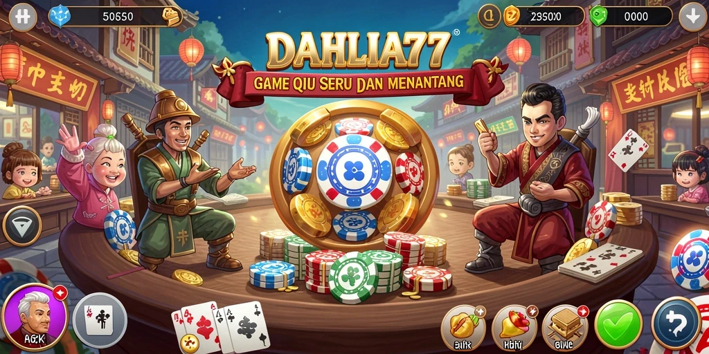 Tampilan gameplay seru dari DAHLIA77 yang menampilkan aksi QiuQiu.