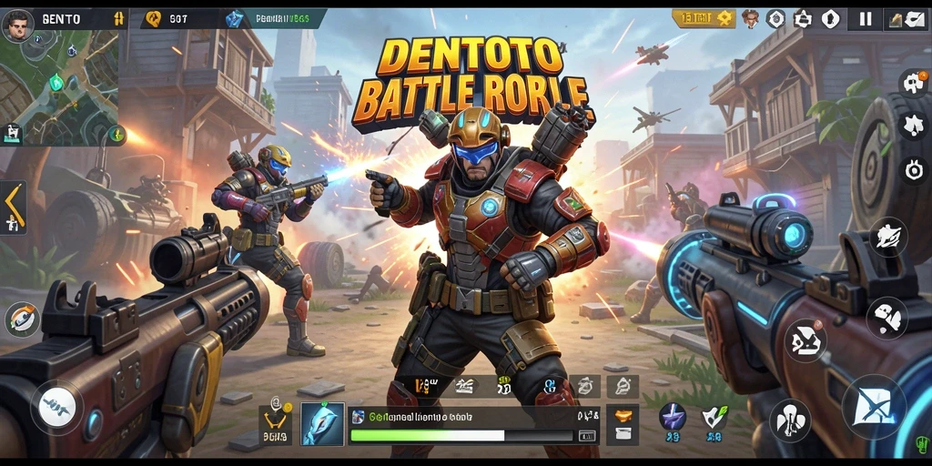 Tangkapan layar DENTOTO menunjukkan pertempuran seru dalam mode Battle Royale.