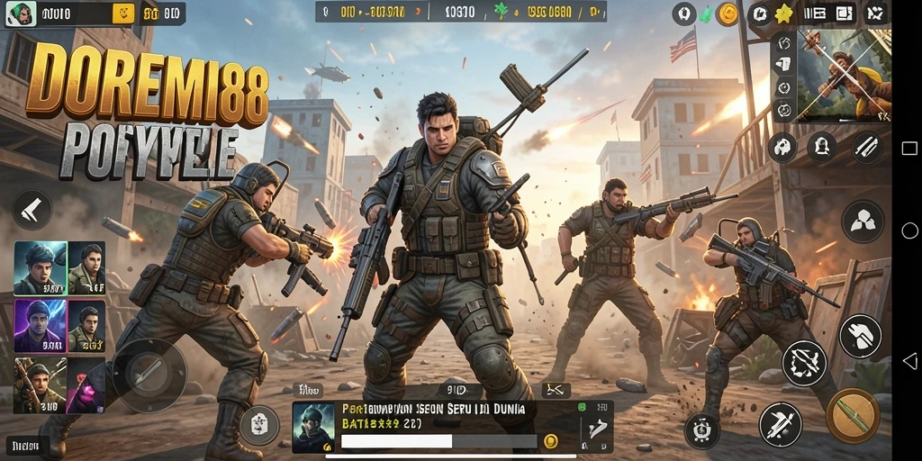 Tampilan gameplay seru DOREMI88 dalam mode Battle Royale.