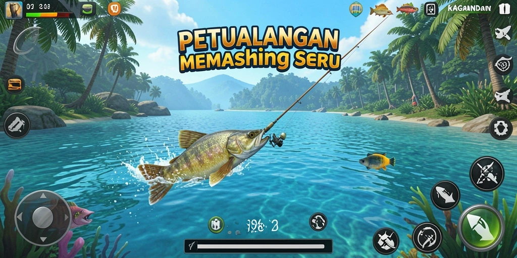 Screenshot gameplay KAGANDAN menampilkan suasana memancing yang menarik.