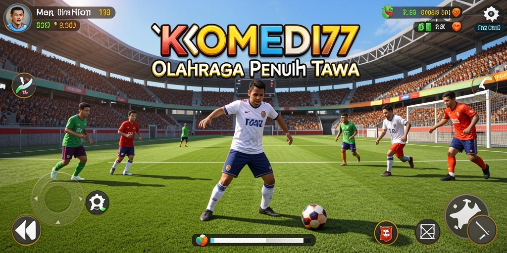 Gameplay seru dengan karakter lucu dalam arena olahraga.