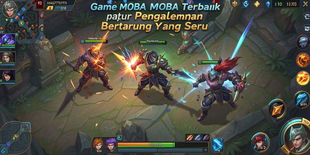 Tampilan gameplay seru di MAS77TOTO dengan aksi hero yang dinamis.