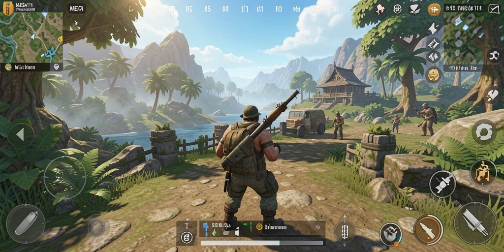 Tampilan gameplay MEGA111 yang memukau di dunia terbuka.
