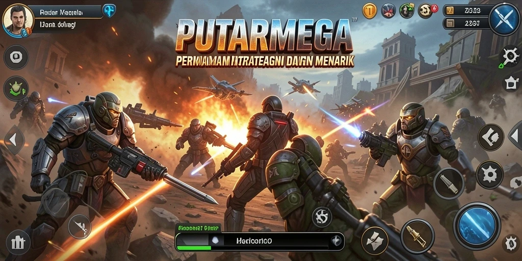 Screenshot utama PUTARMEGA menampilkan gameplay strategi yang mendebarkan.