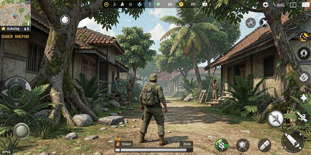 Screenshot gameplay RP55 menampilkan interaksi karakter dalam dunia simulasi yang mendetail.