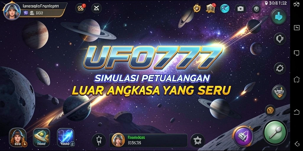 Tangkapan layar gameplay <strong>UFO777</strong> menunjukkan eksplorasi luar angkasa yang mendebarkan.