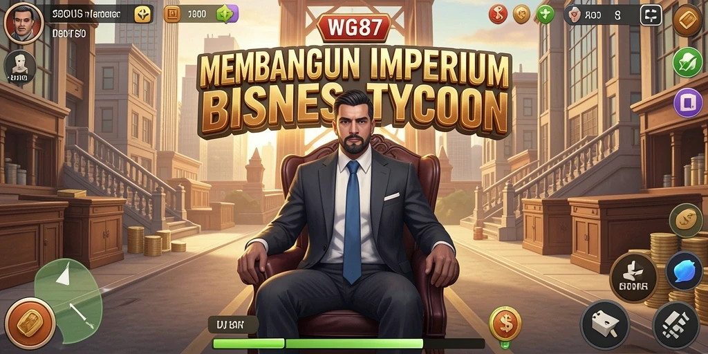Tampilan gameplay seru di WG87, membangun kerajaan bisnis.