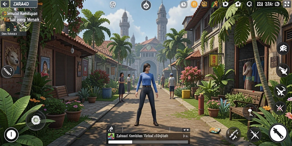 Tangkapan layar ZARA4D menampilkan gameplay menarik dengan karakter dan aktivitas sehari-hari.